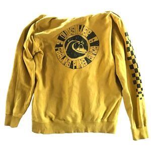 Vintage Y2K Quicksilver Hoodie Pullover Sweatshirt Size XL Mustard Yellow